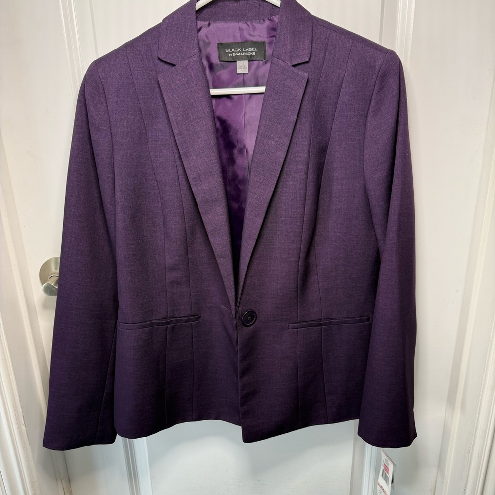 Evan Picone Purple Textured Blazer Tailored Fit